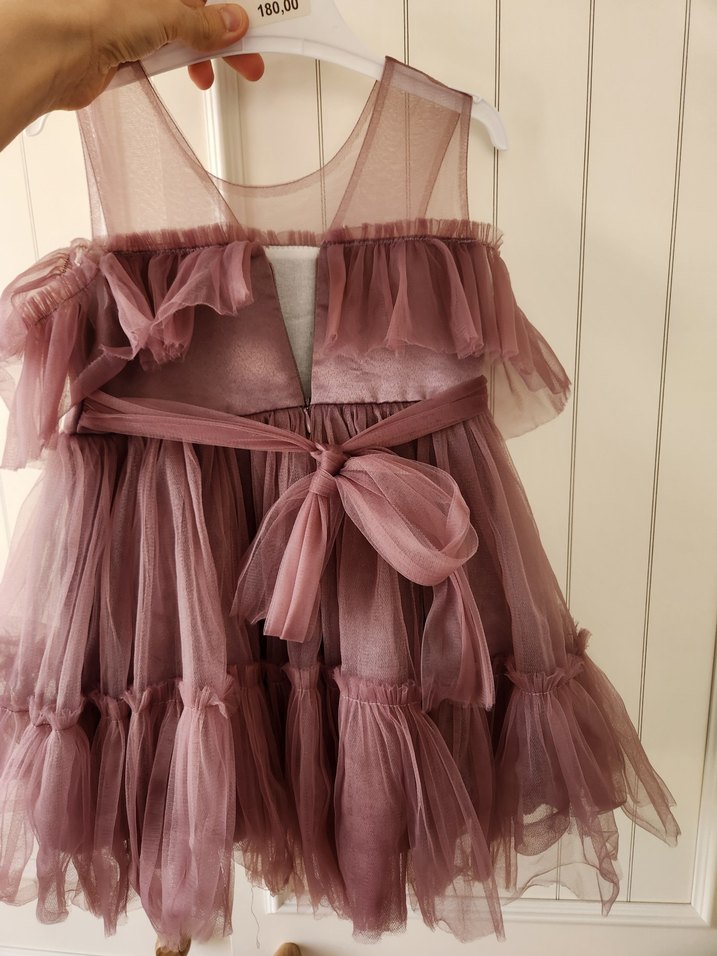 Mor Fırfırlı Kız Çocuk Abiye Elbise - Görsel 3