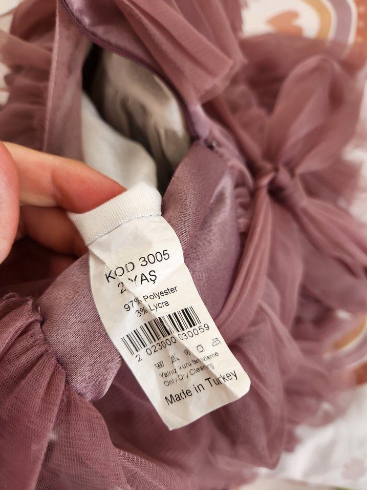 Mor Fırfırlı Kız Çocuk Abiye Elbise - Görsel 4