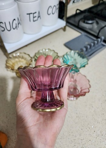 Renkli Cam Mini Tatlı Kase Seti - Görsel 2