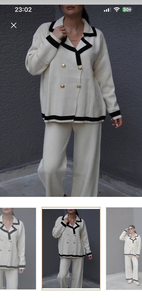 Düğmeli Beyaz Mini Kadın Takım - Görsel 2