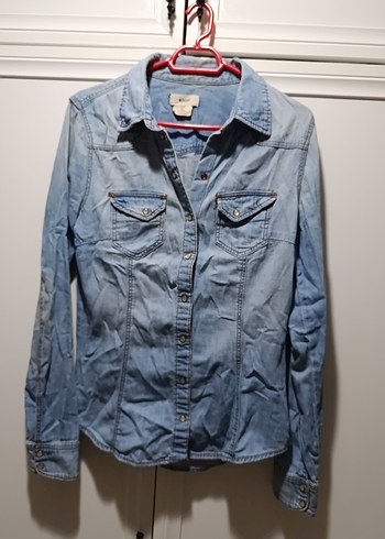 s Beden mavi Renk Düğmeli Açık Mavi Denim Gömlek