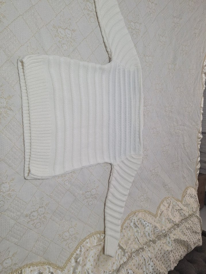 Gri-Beyaz Örgü Kadın Kazak - Görsel 4