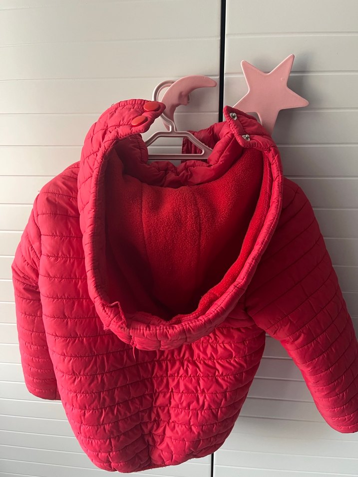 Kız Çocuk Kırmızı Fermuarlı Polar Ceket - Görsel 2