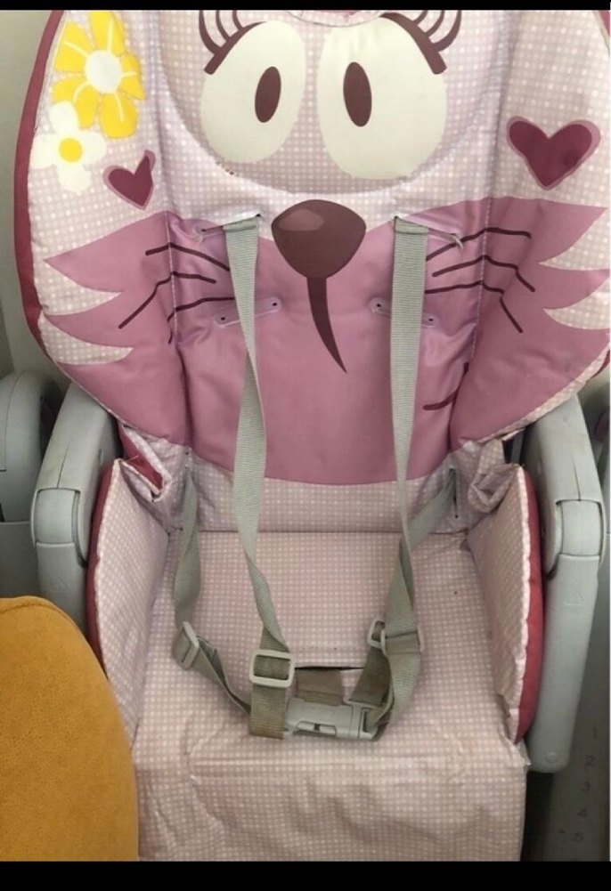 Pembe ve Gri Bebek Mama Sandalyesi - Görsel 2