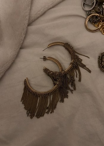 Zincir Detaylı Altın Renk Bohem Kulak Manşeti - Görsel 2