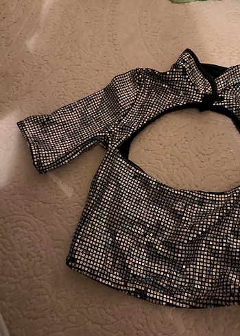 Payetli, Uzun Kollu, Mini Bluz - Görsel 3