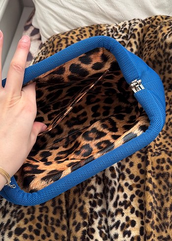 Mavi clutch çanta - Görsel 5