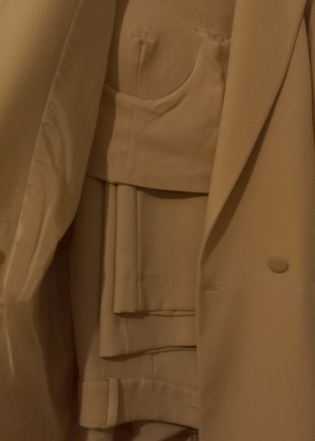 Fashion Angel Bej Kadın Midi Blazer Ceket Takımı