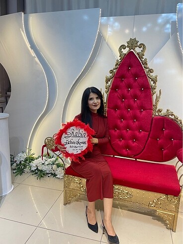 s Beden Bordo yırtmaç detaylı elbise