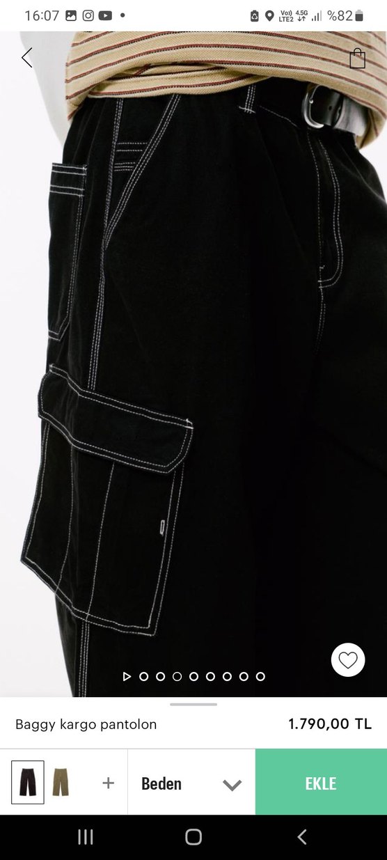 Erkek Bol Kesim Siyah Kargo Pantalon - Görsel 5