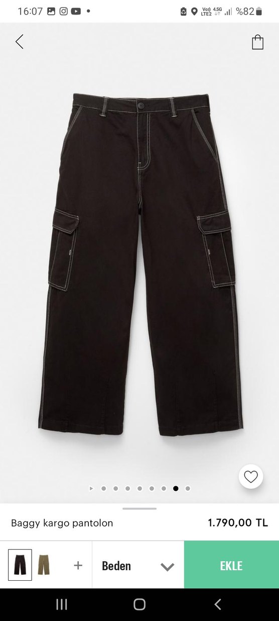 Erkek Bol Kesim Siyah Kargo Pantalon - Görsel 4