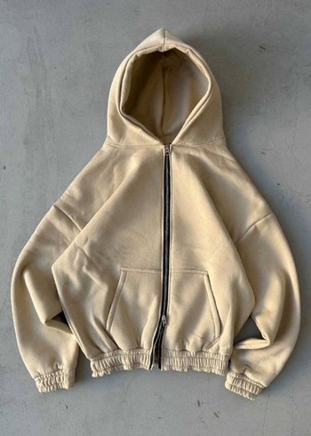 Bej Kapüşonlu Erkek Oversize Sweatshirt - Görsel 4