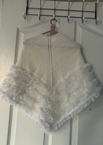 Kız Çocuk Örgü Beyaz Bohem Panço 1-3 yaş - Görsel 2