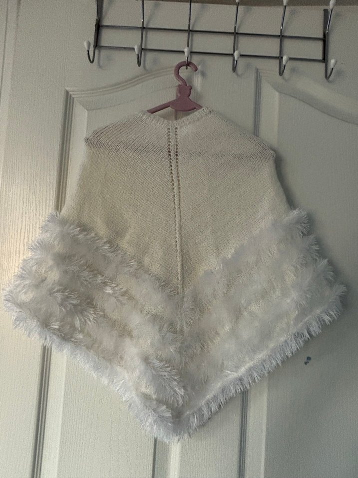 Kız Çocuk Örgü Beyaz Bohem Panço 1-3 yaş - Görsel 2