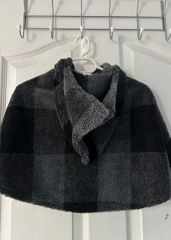 Düğmeli Gri Nakışlı çocuk panço - Görsel 2