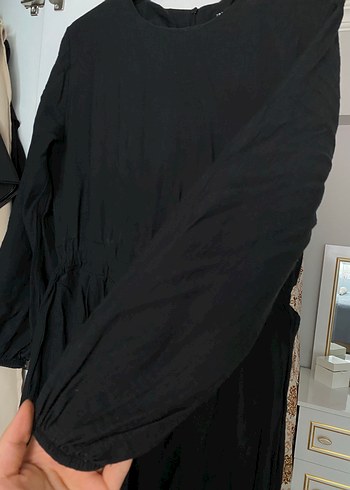 Siyah Uzun Keten Kadın tulum Elbise - Görsel 2