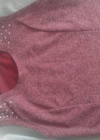 Bordo Payetli kısa Bayan bluz ya da yelek. çok şık - Görsel 3