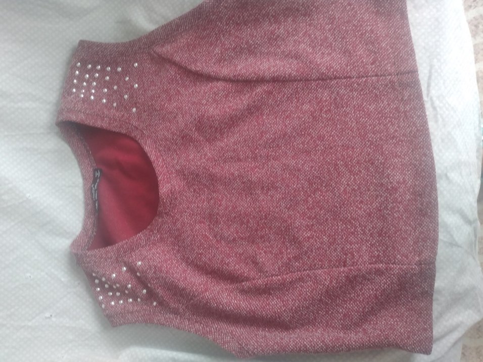 Bordo Payetli kısa Bayan bluz ya da yelek. çok şık - Görsel 3