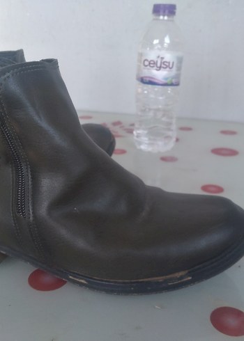 Haki renk 38 no Deri Fermuarlı Kadın Bot - Görsel 2