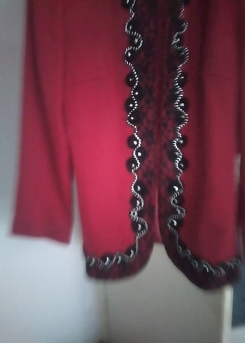 Kırmızı Uzun Kadın Ceket  koyu kırmızı. 46 beden Bayan. - Görsel 6