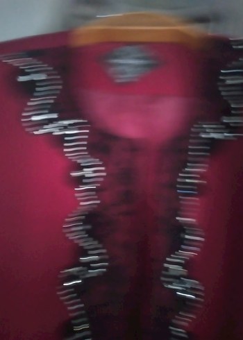 Kırmızı Uzun Kadın Ceket  koyu kırmızı. 46 beden Bayan. - Görsel 2