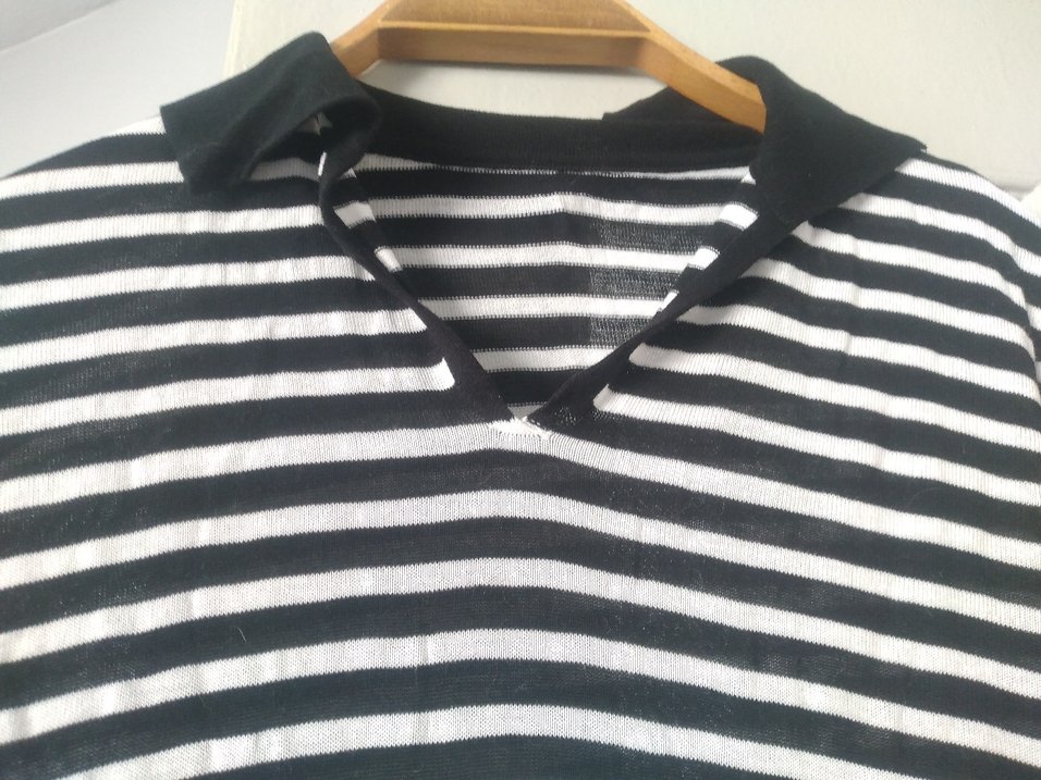 siyah beyaz Çizgili Kadın Triko bluz - Görsel 2