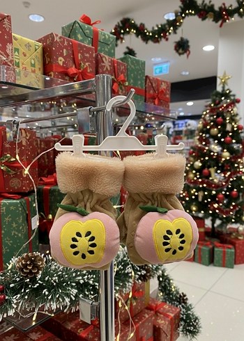 Renkli Peluş Detaylı Bej Parmaksız Eldiven - Görsel 2