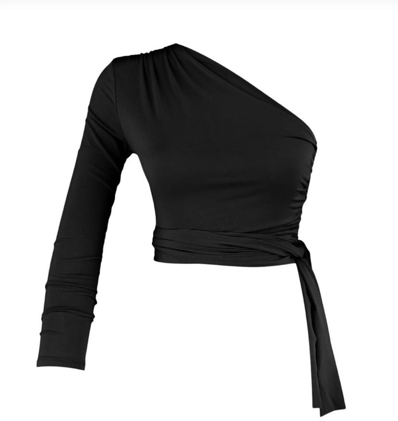 Tek Kol Belden Bağlamalı Bluz - Görsel 2