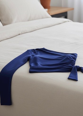 Bağlama Detaylı Tek Kol Crop - Görsel 5