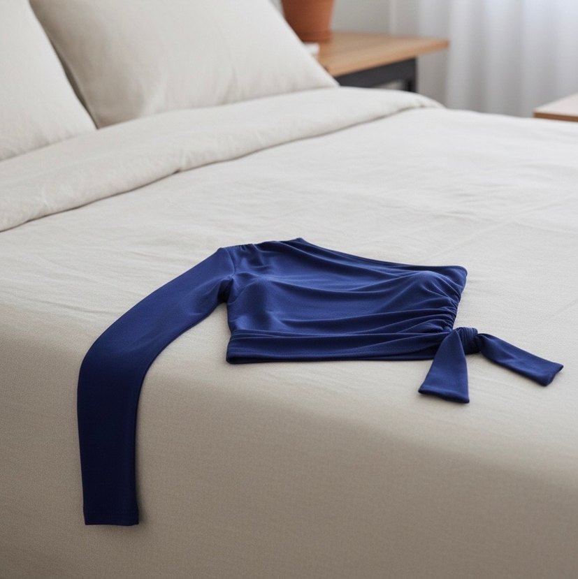 Bağlama Detaylı Tek Kol Crop - Görsel 5