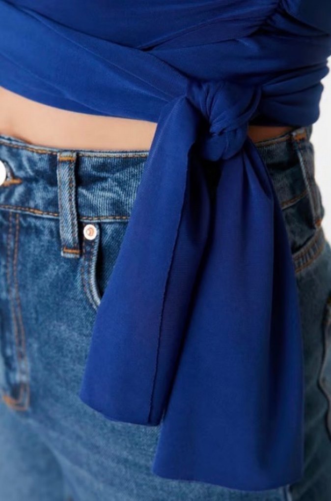 Bağlama Detaylı Tek Kol Crop - Görsel 4