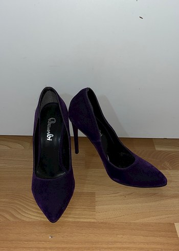 Mor Süet Stiletto Topuklu Kadın Ayakkabı