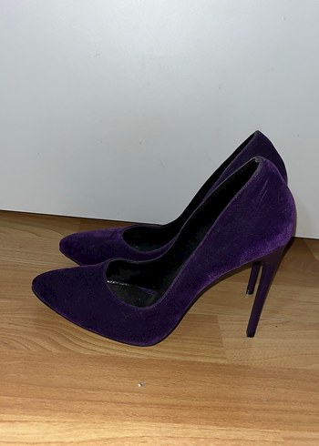 Mor Süet Stiletto Topuklu Kadın Ayakkabı