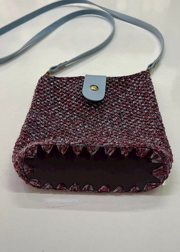 Bordo Örgü Kadın Çapraz Çanta - Görsel 2