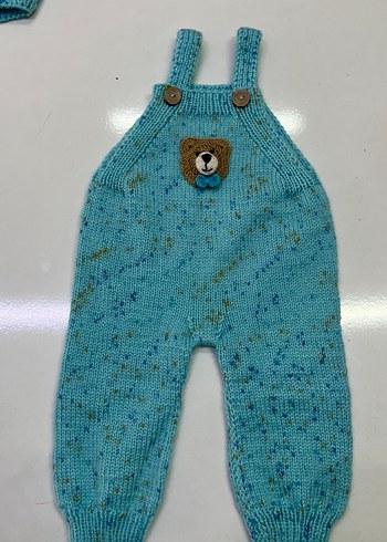 Mavi Erkek Bebek Örgü 5'li Kıyafet Seti - Görsel 2