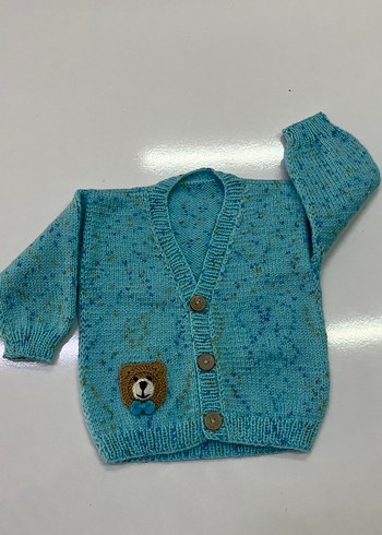 Mavi Erkek Bebek Örgü 5'li Kıyafet Seti - Görsel 5