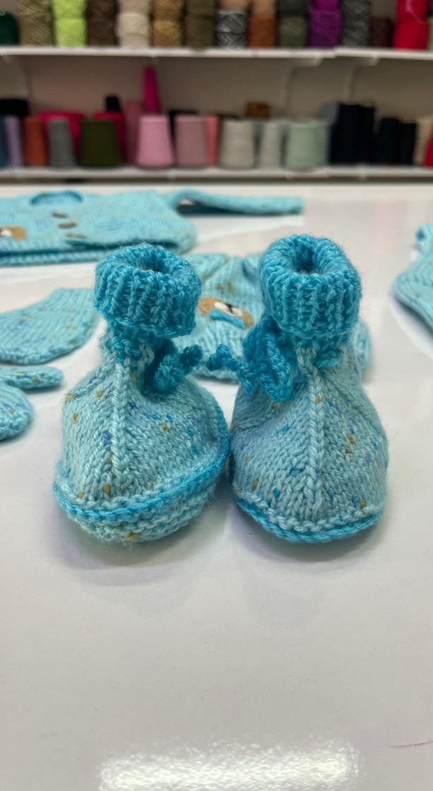 Mavi Erkek Bebek Örgü 5'li Kıyafet Seti - Görsel 4