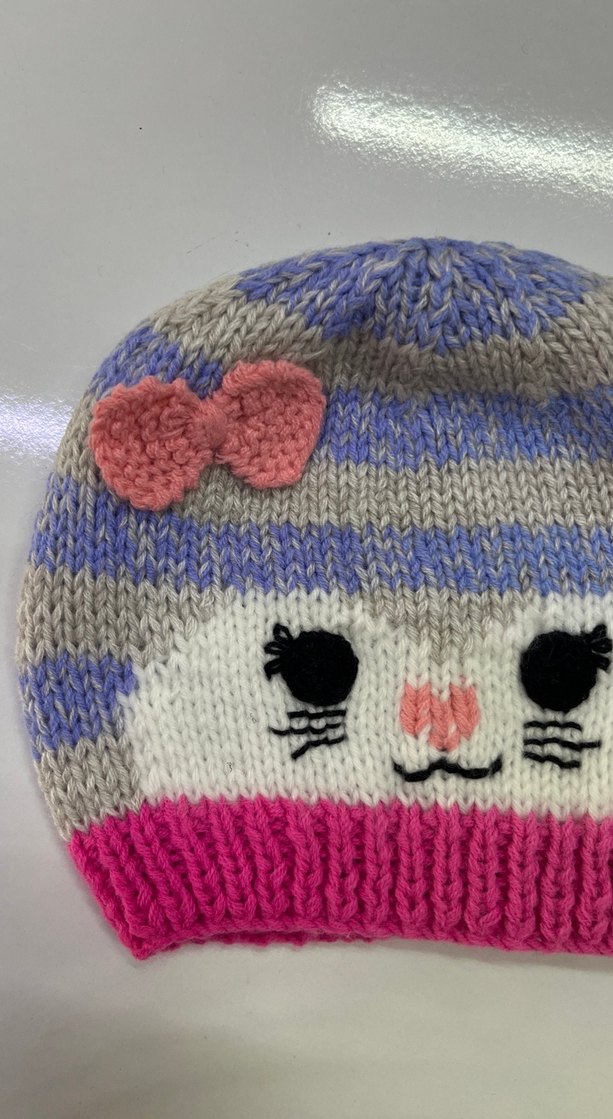 Nakışlı Renkli Örgü Çocuk Bere - Görsel 3