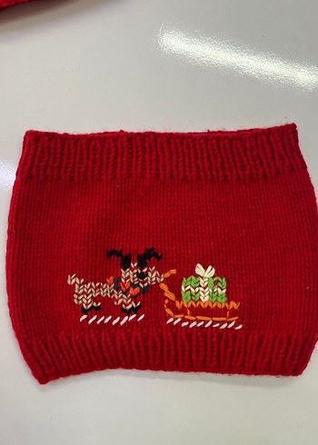 Kırmızı Nakışlı Çocuk Bere ve Boyunluk Seti - Görsel 3