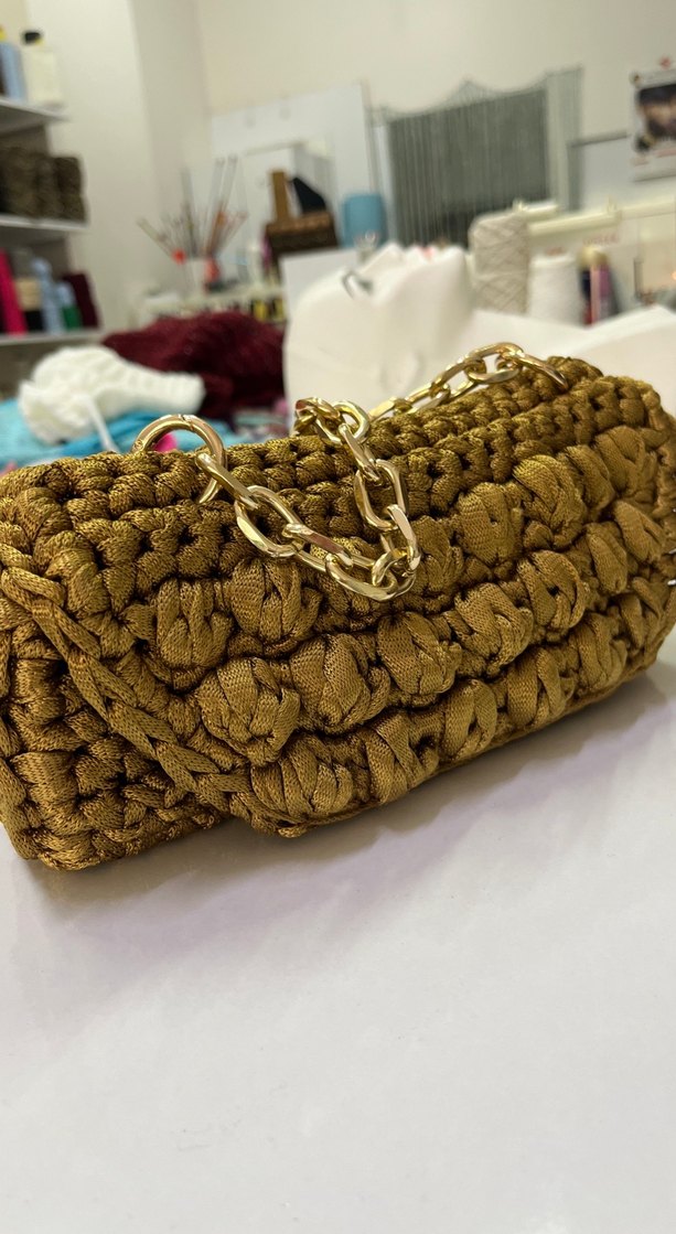 Zincir Detaylı Örgü Bohem Kadın Çanta - Görsel 2