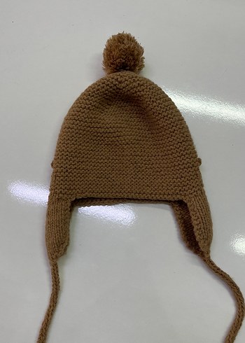 Kahverengi Örgü Çocuk Bere ve Atkı Seti - Görsel 2