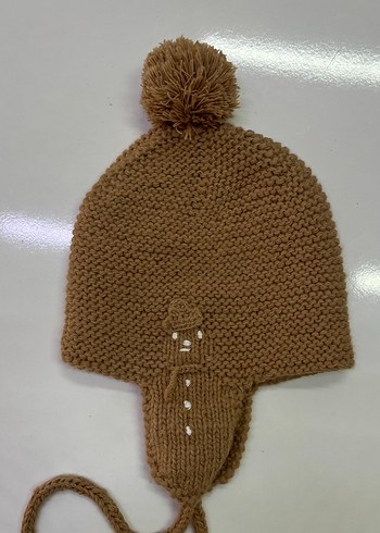 Kahverengi Örgü Çocuk Bere ve Atkı Seti - Görsel 3