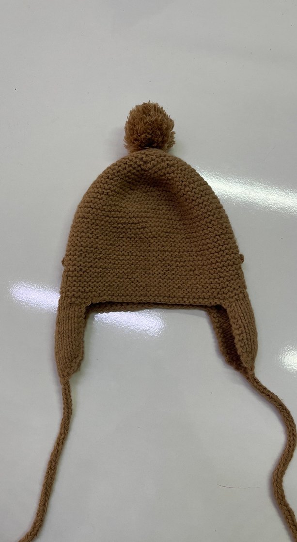 Kahverengi Örgü Çocuk Bere ve Atkı Seti - Görsel 2