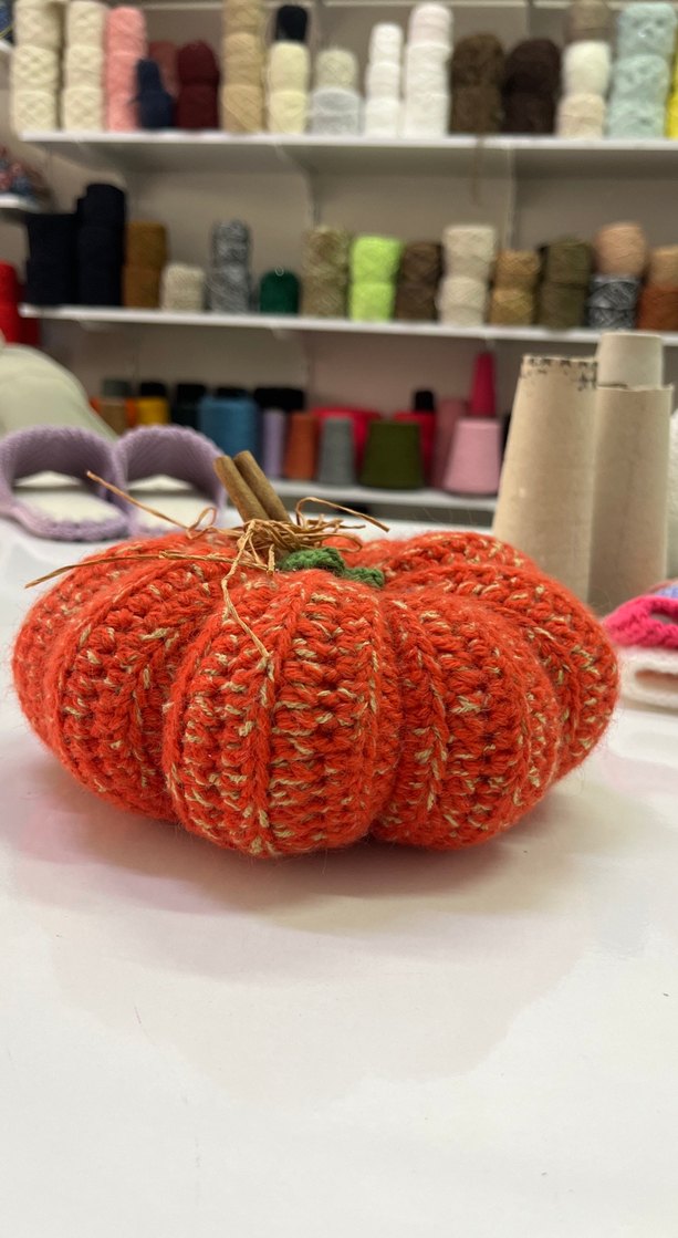 Bohem Turuncu Örgü Kabak Dekor - Görsel 2