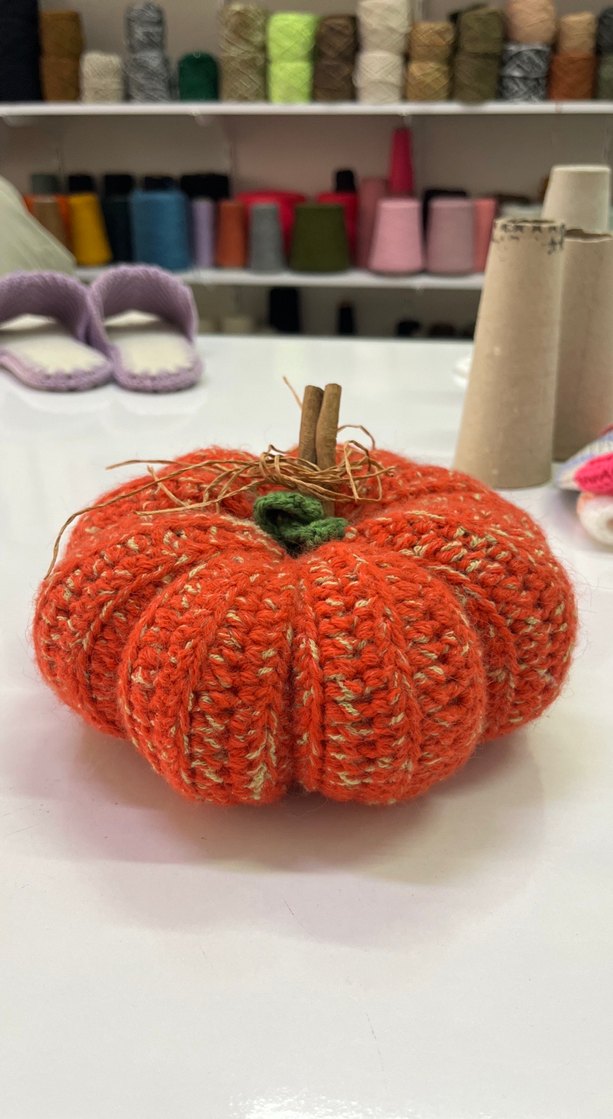 Bohem Turuncu Örgü Kabak Dekor - Görsel 3