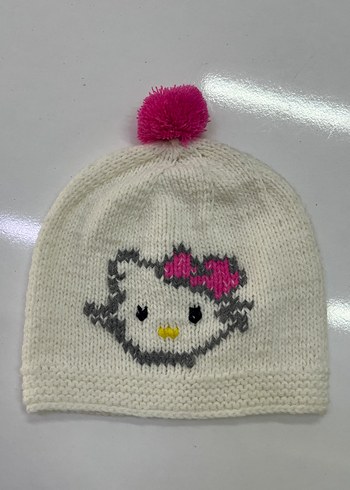 Beyaz Nakışlı Çocuk Bere ve Atkı Seti - Görsel 2