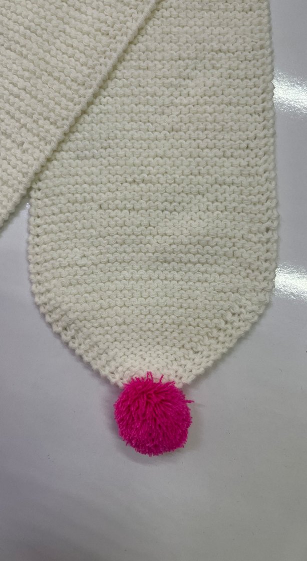 Beyaz Nakışlı Çocuk Bere ve Atkı Seti - Görsel 4