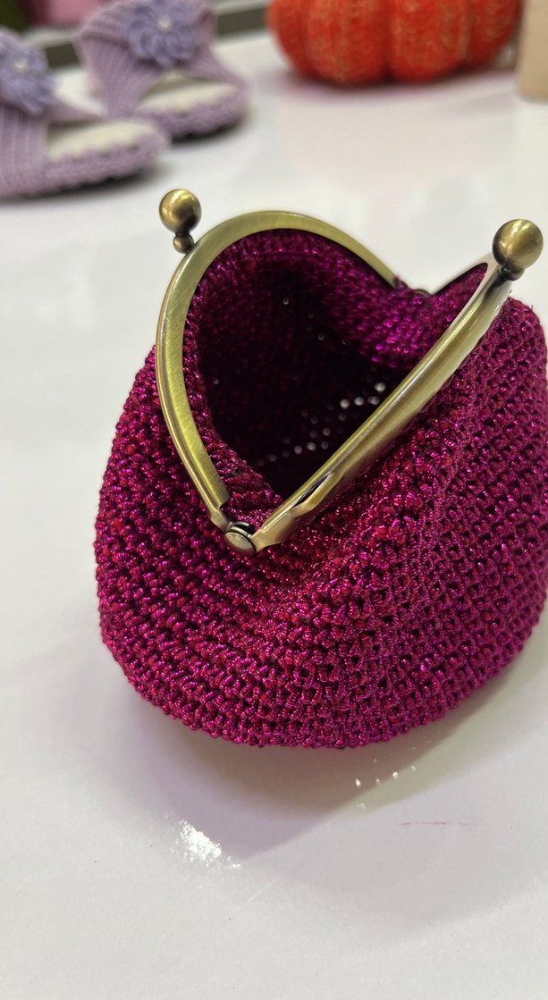 Fuşya Örgü Kadın Portföy Cüzdan - Görsel 5