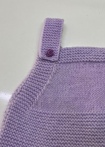Bebek Mor Örgü Askılı Tulum - Görsel 2