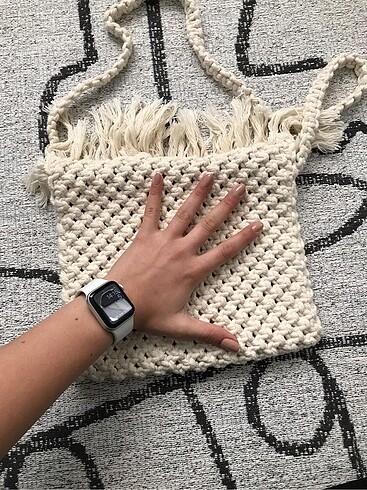  Beden beyaz Renk el yapımı örme çanta